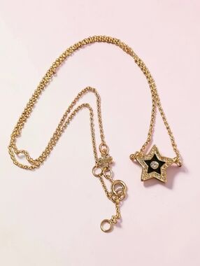 Tory Burch Kira Star Necklace-Gold And Black